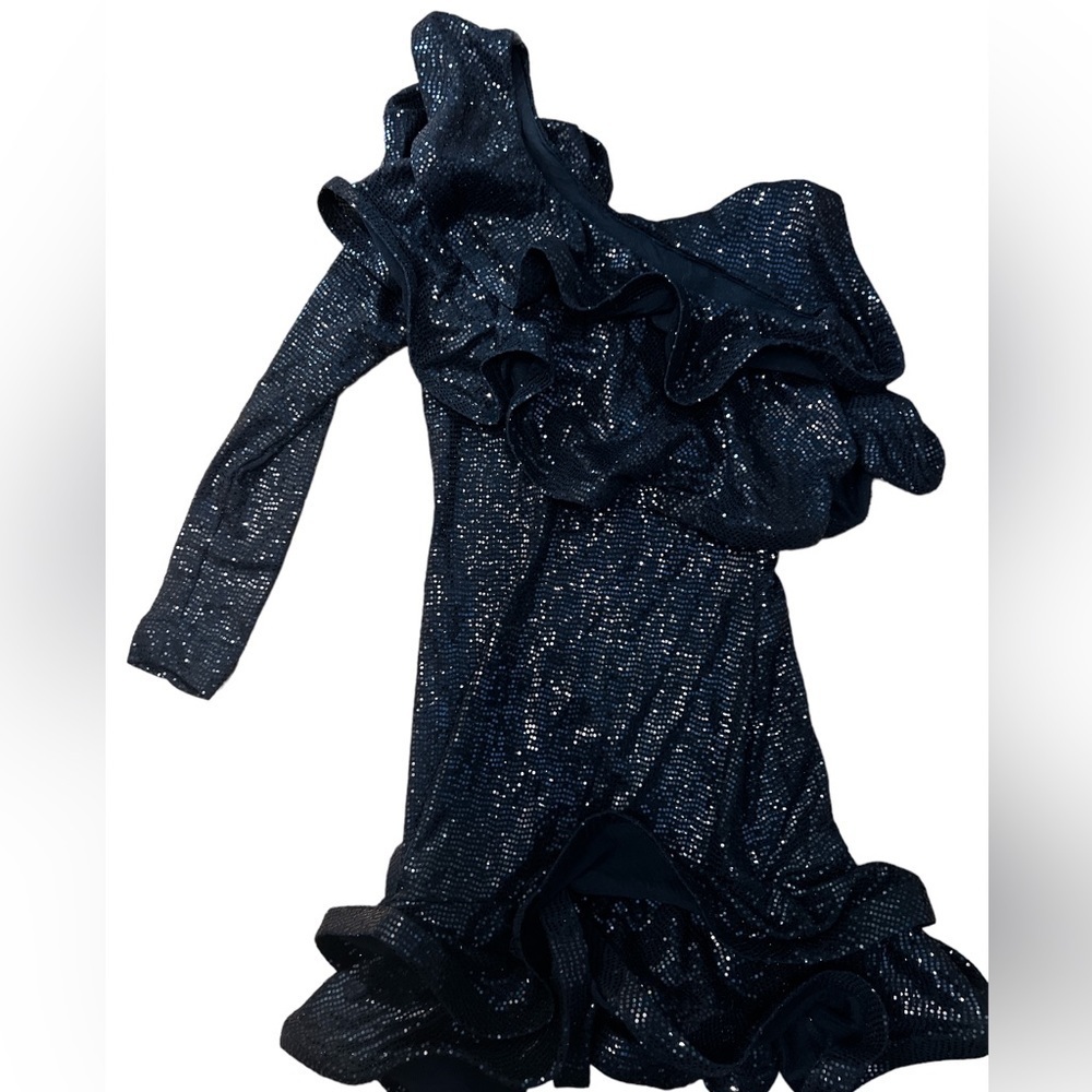 Black sexy sequin one shoulder Dress Sz sm
